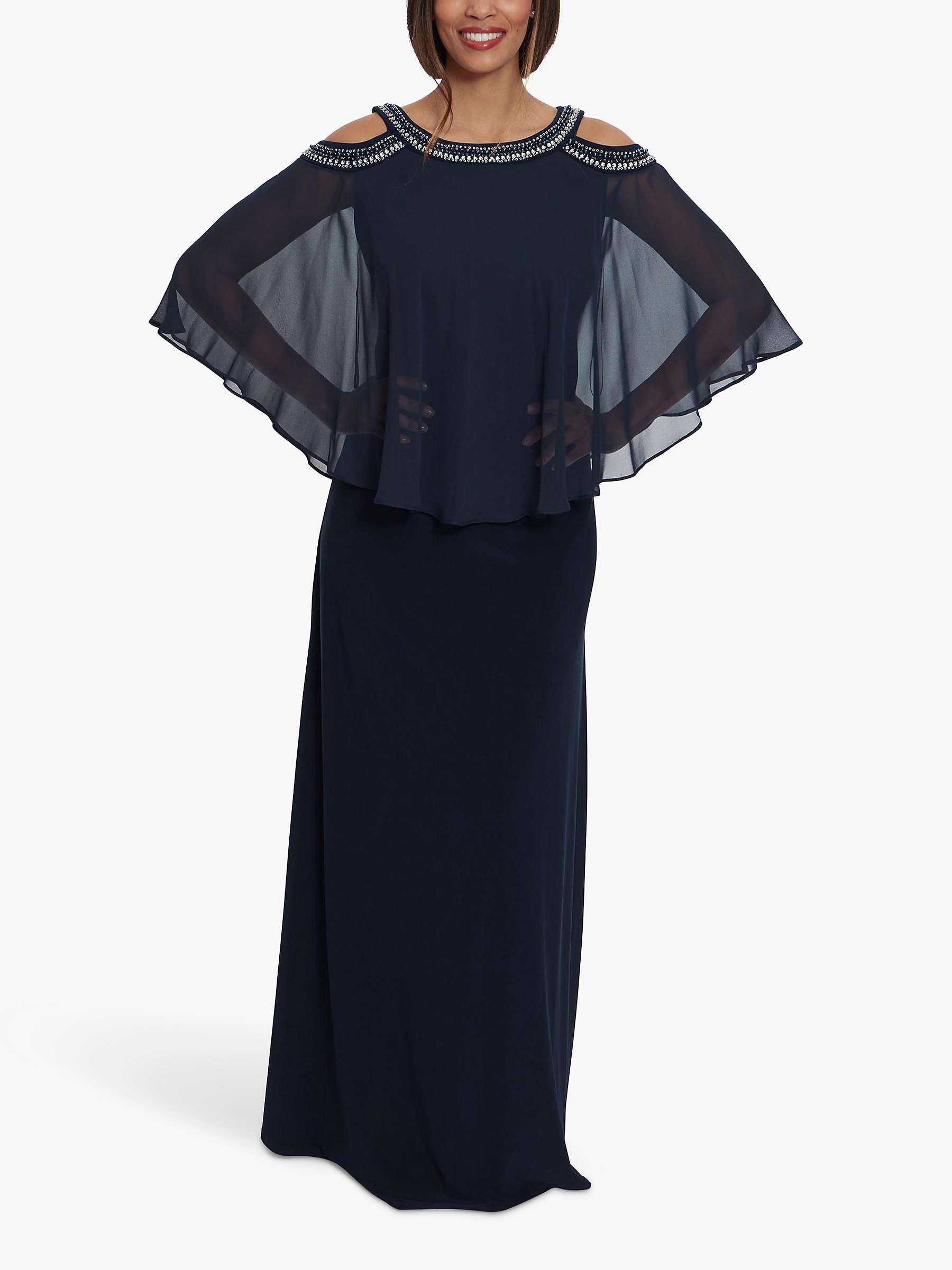 Buy Gina Bacconi Turner Cold Shoulder Popover Beaded Maxi Dress, Spring Navy Online at johnlewis.com