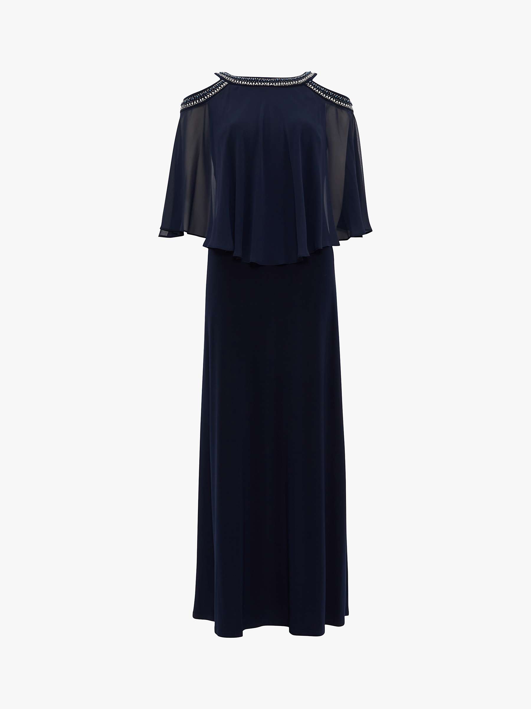 Buy Gina Bacconi Turner Cold Shoulder Popover Beaded Maxi Dress, Spring Navy Online at johnlewis.com