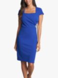 Gina Bacconi Briah Square Neck Crepe Shift Dress, Cosmic Blue