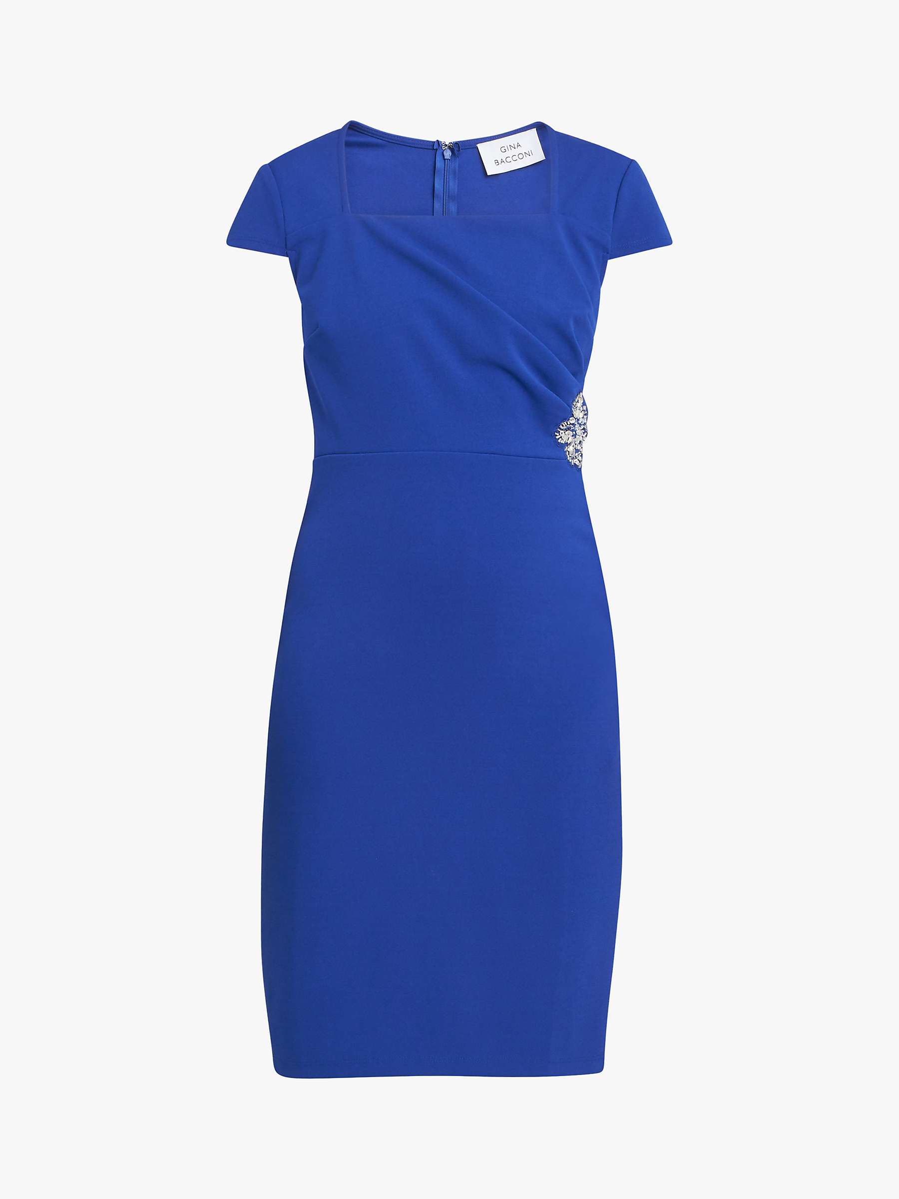 Buy Gina Bacconi Briah Square Neck Crepe Shift Dress, Cosmic Blue Online at johnlewis.com
