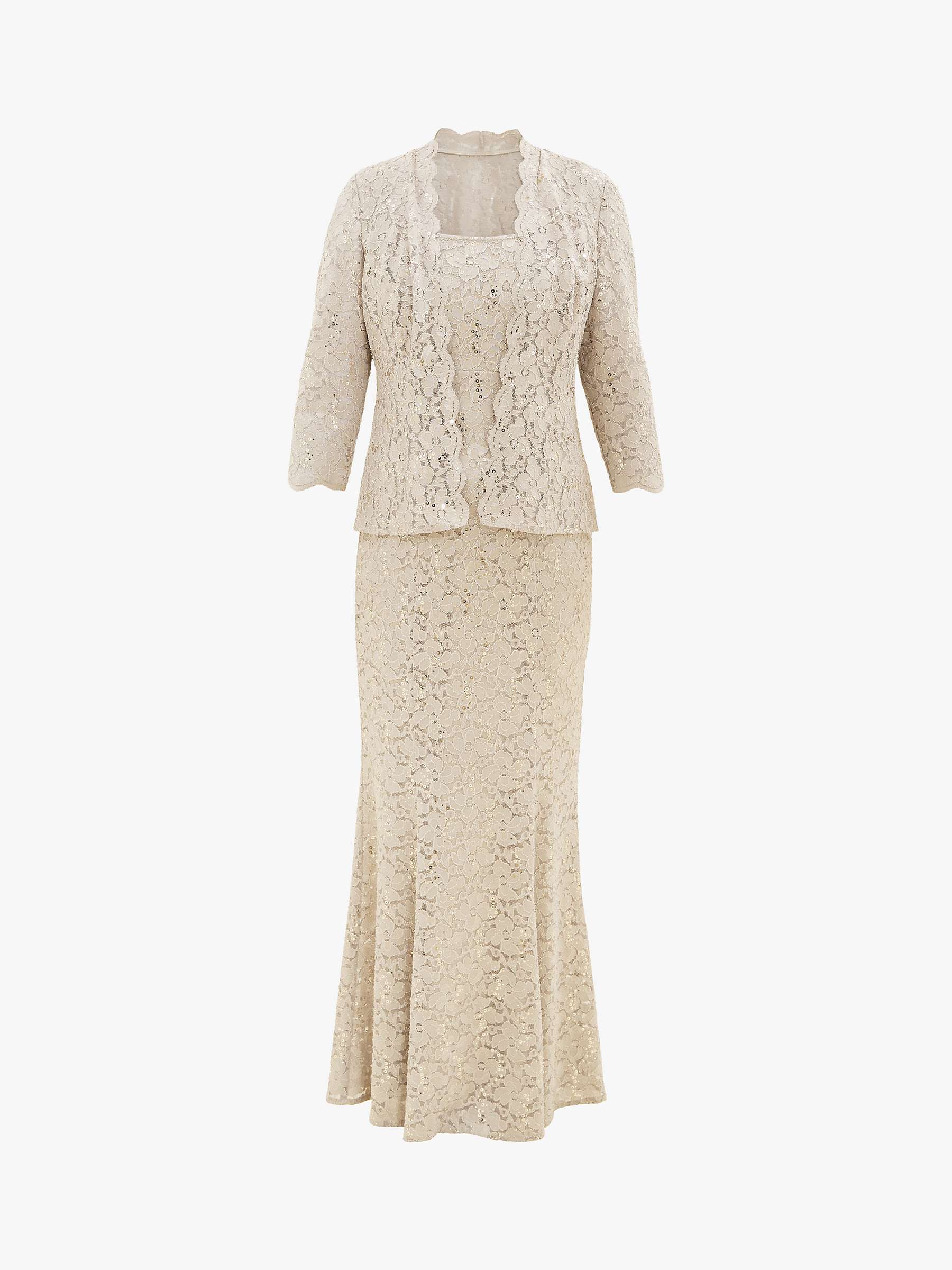 Buy Gina Bacconi Carissa Sequin Lace Maxi Dress and Jacket, Champagne Online at johnlewis.com