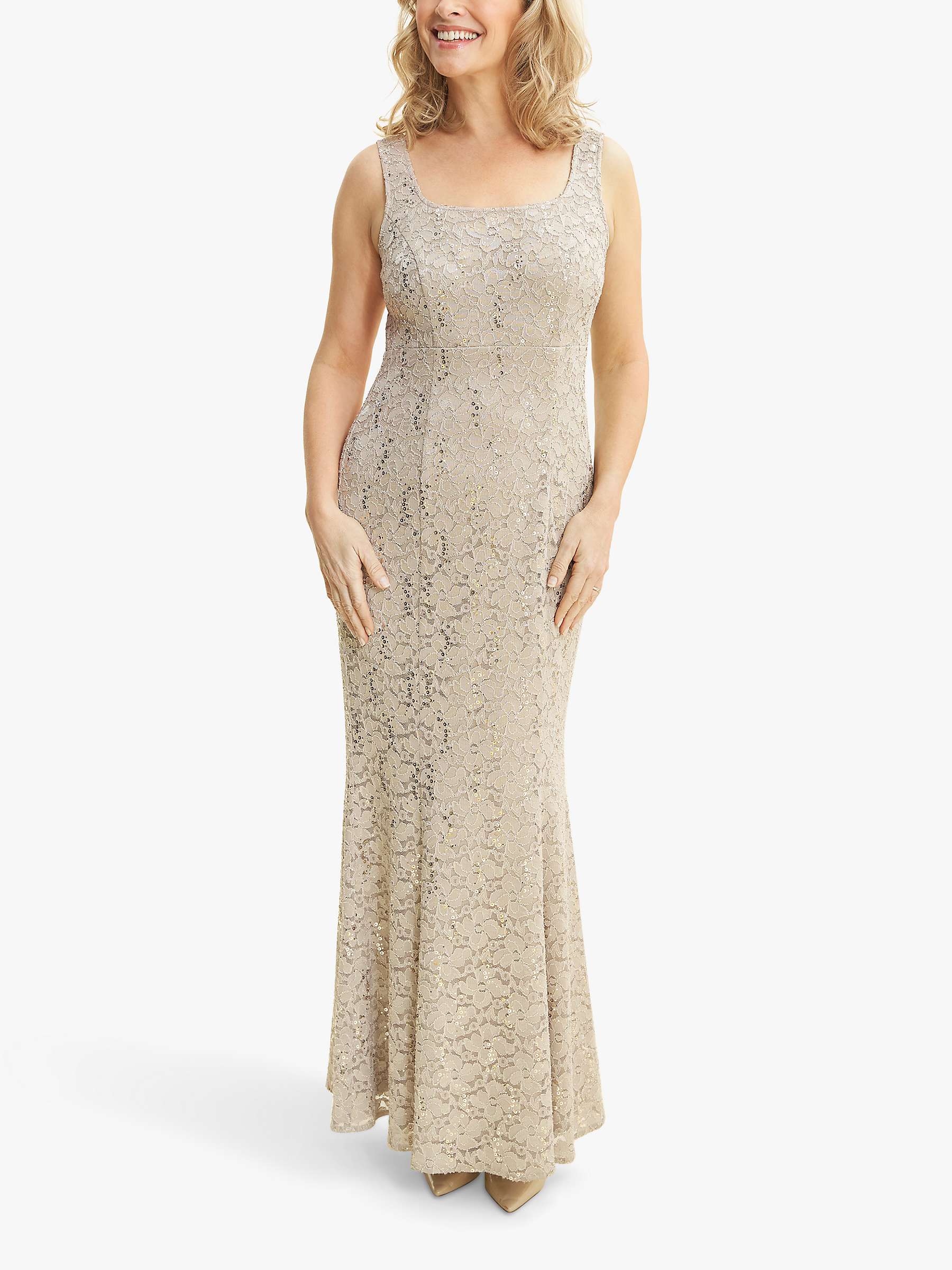 Buy Gina Bacconi Carissa Sequin Lace Maxi Dress and Jacket, Champagne Online at johnlewis.com