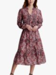 Gina Bacconi Graycin Animal Print Midi Dress, Pink/Multi, Pink/Multi