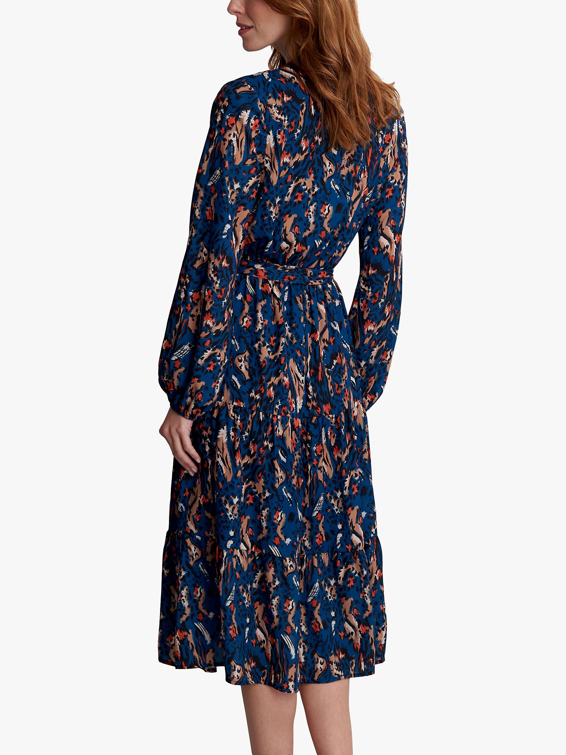 Buy Gina Bacconi Lulia V Neck Button Front Tiered Skirt Midi Dress, Teal/Multi Online at johnlewis.com