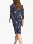 Gina Bacconi Coco Floral Print Jersey Dress, Navy/Beige