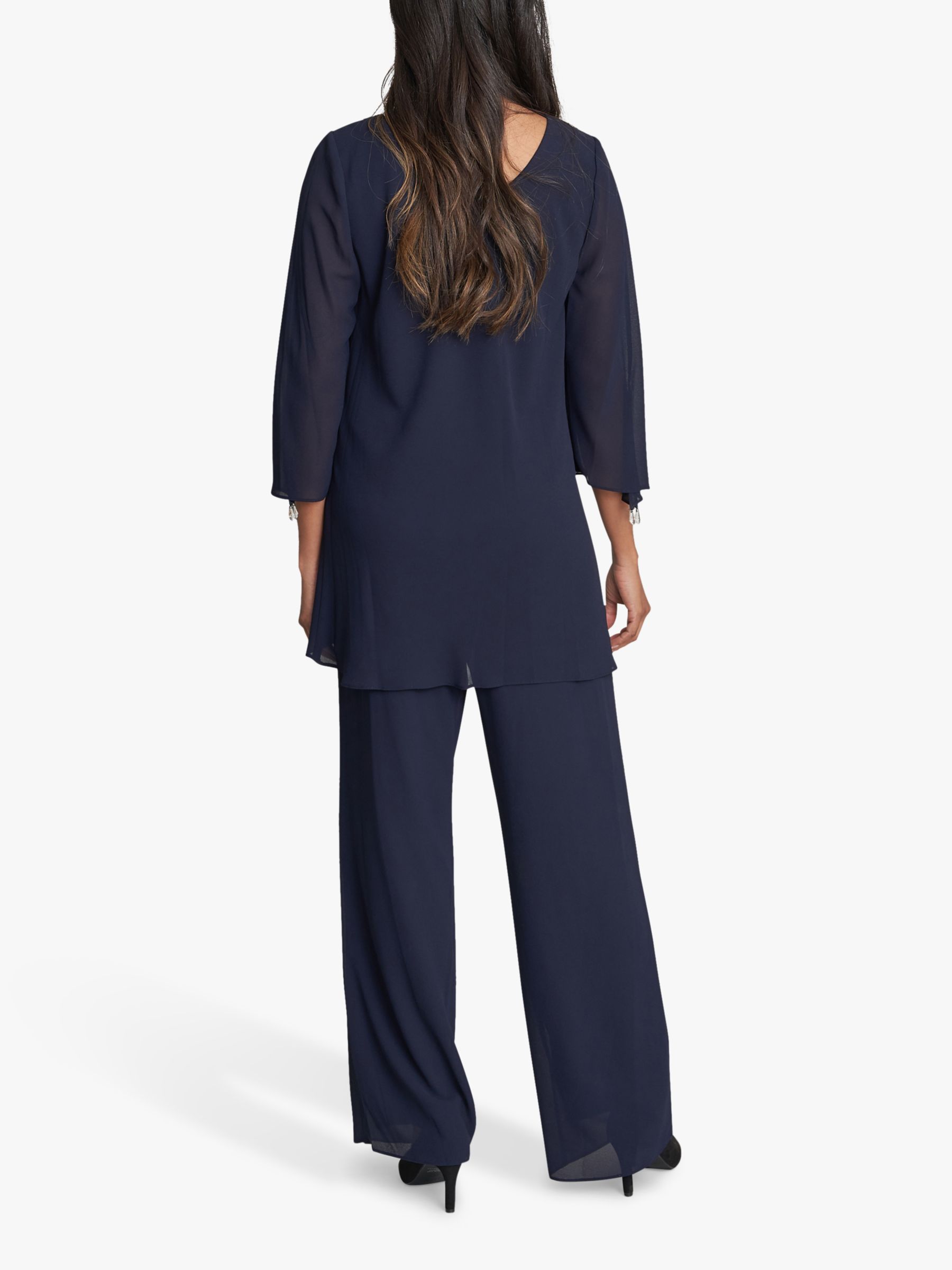 Asymmetric Navy Blue 2 Piece Pants Suits for Women, Chic Stylish