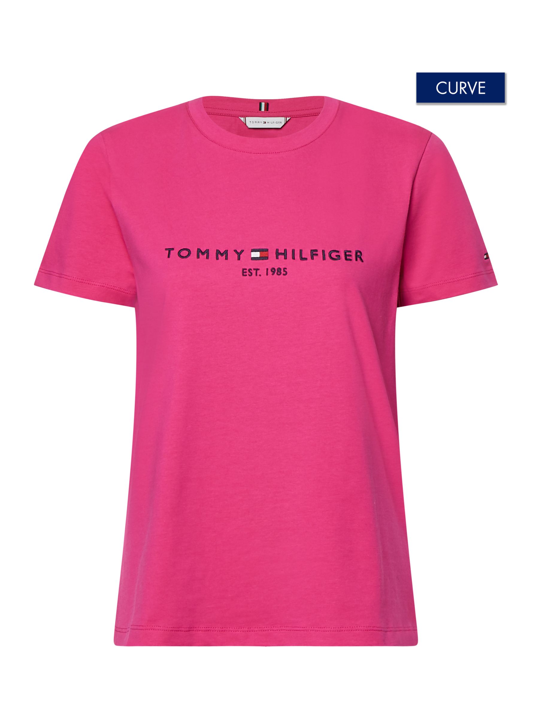 Måling bleg Begrænse Tommy Hilfiger Curve Regular Fit Logo T-Shirt, Eccentric Magenta, XXL
