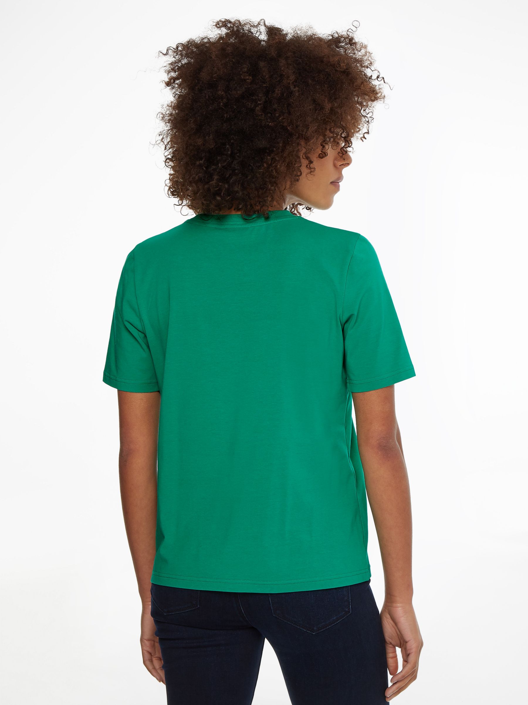 Tommy Hilfiger Logo Essential T-Shirt, Courtside Green at John Lewis ...