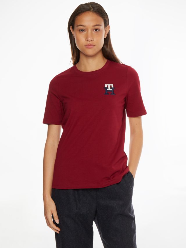 T-Shirt, Tommy Embroidered XS Hilfiger Monogram Rouge,