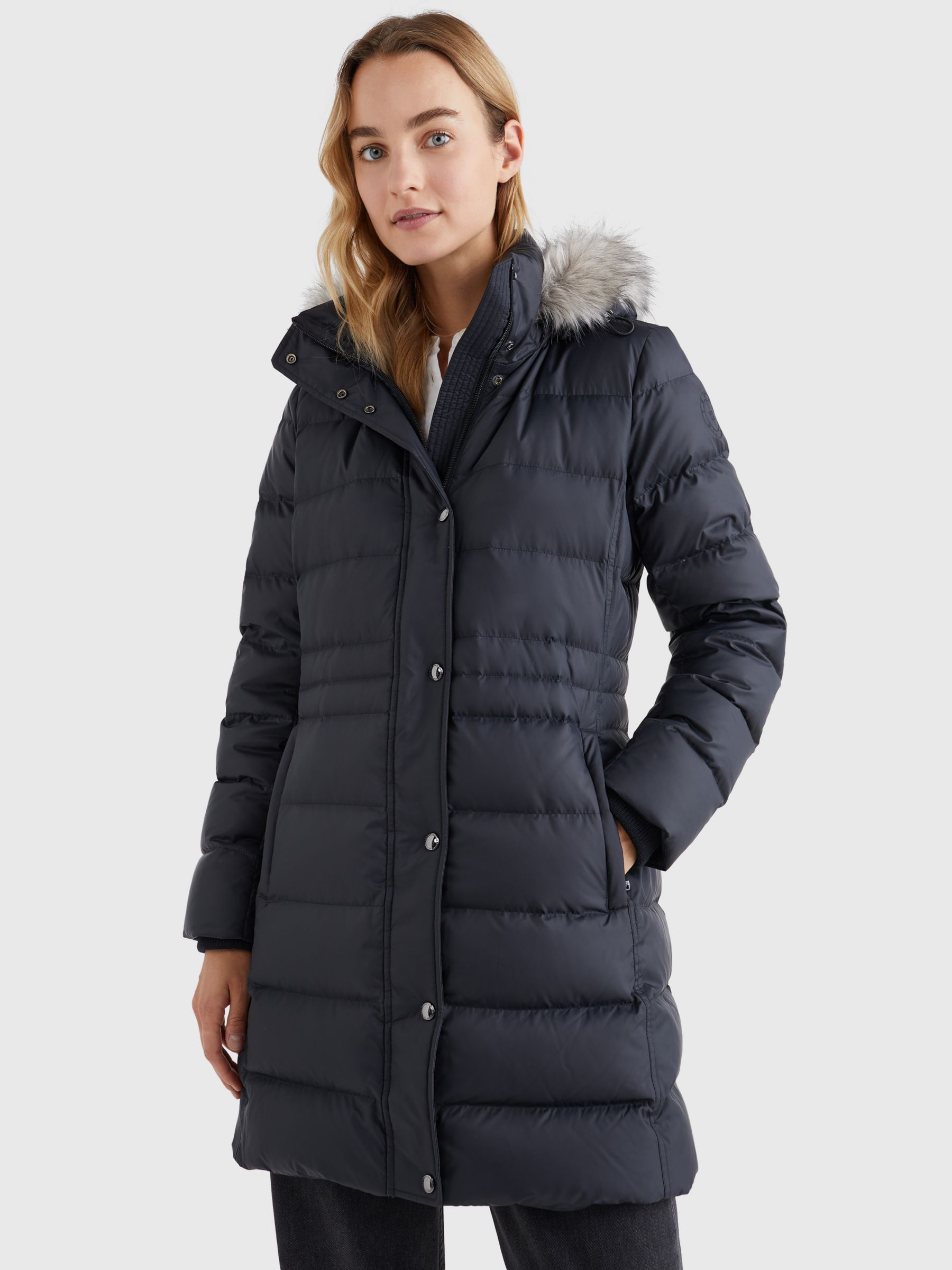 Tommy Hilfiger Tyra Down Padded Coat, Black at John Lewis & Partners