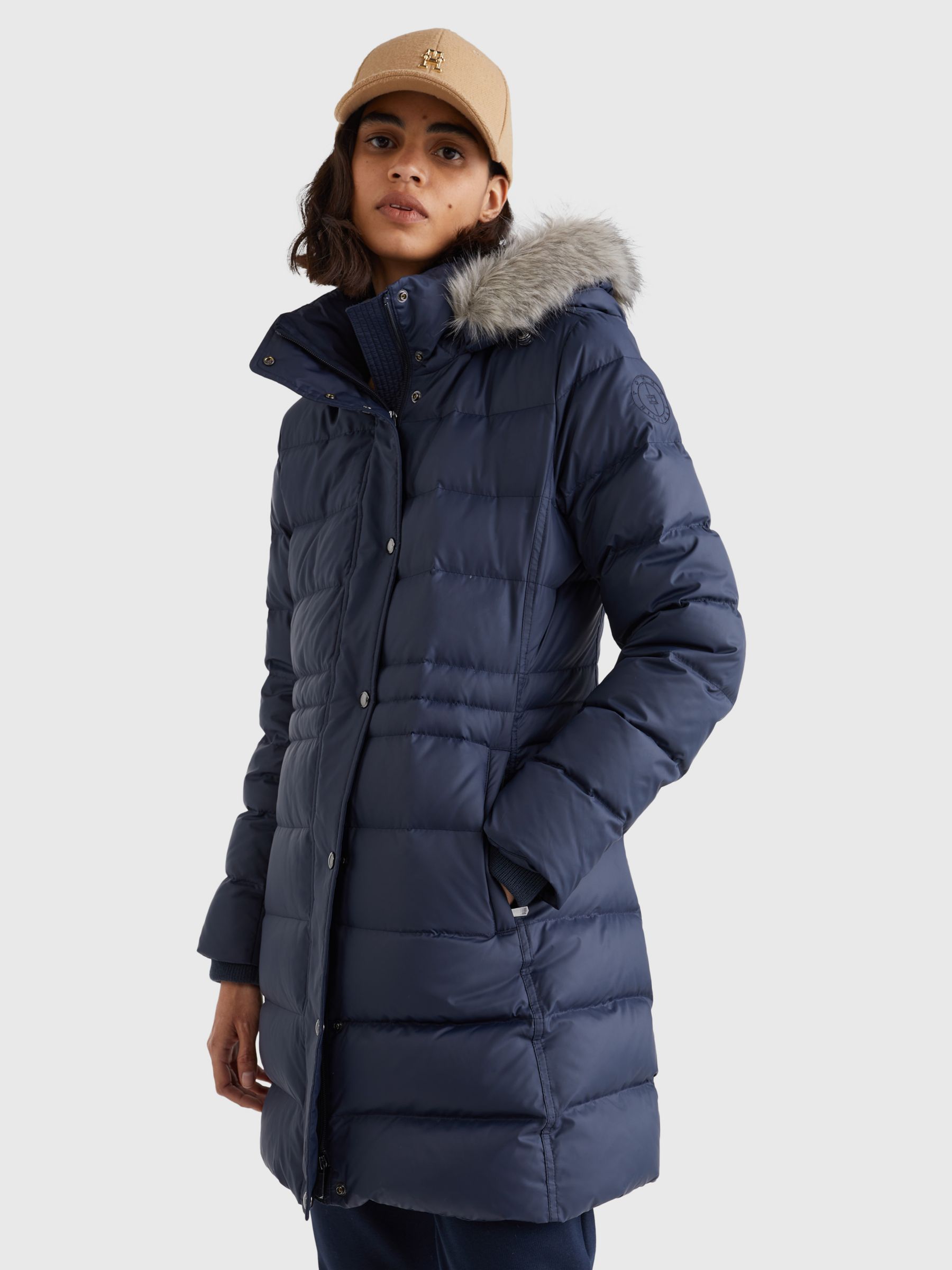 Tommy Hilfiger Tyra Down Padded Coat, Desert Sky at John Lewis & Partners