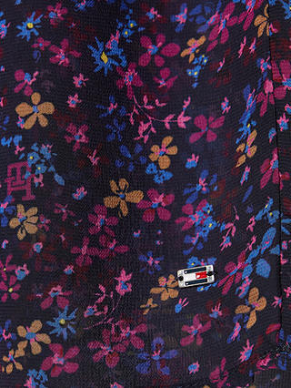 Tommy Hilfiger Floral Print Chiffon Shirt Dress, Blue/Multi