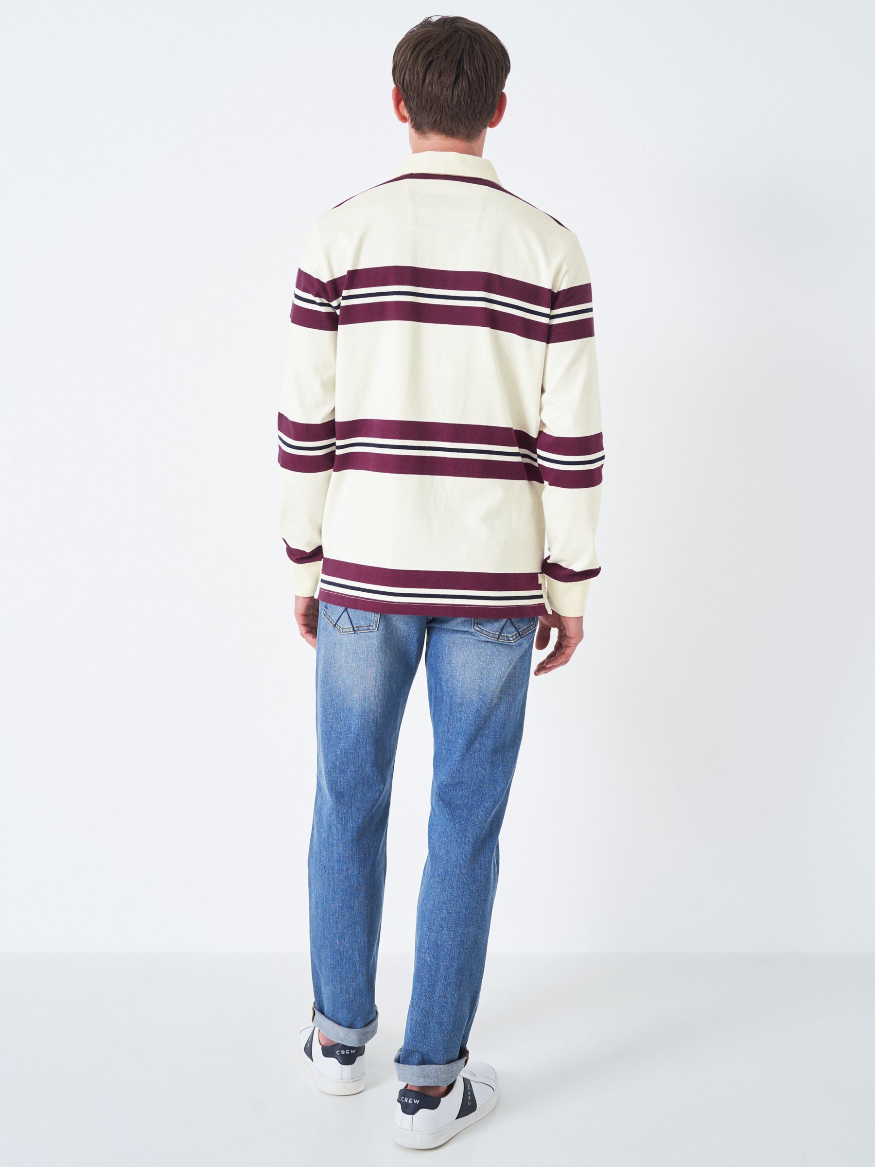 Crew Clothing Forepeaks Stripe Rugby Top, Dark Purple at John Lewis ...