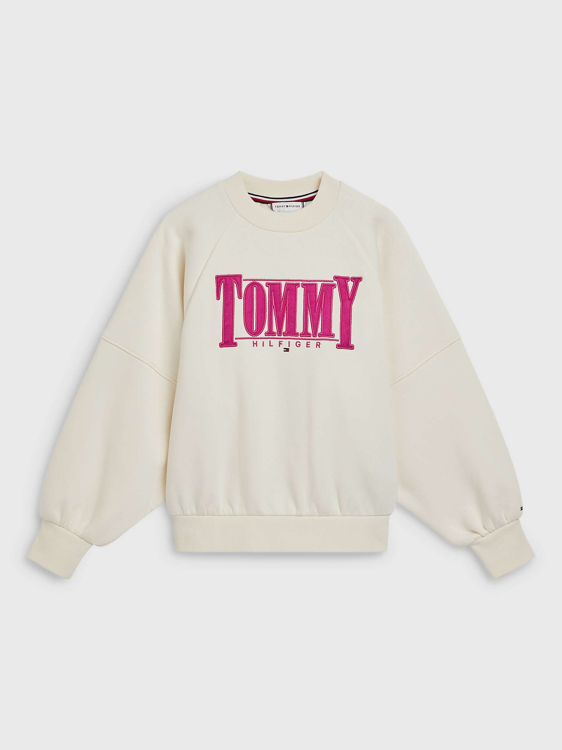 Buy Tommy Hilfiger Kids' Sateen Stitch Logo Sweater, Ivory Petal Online at johnlewis.com
