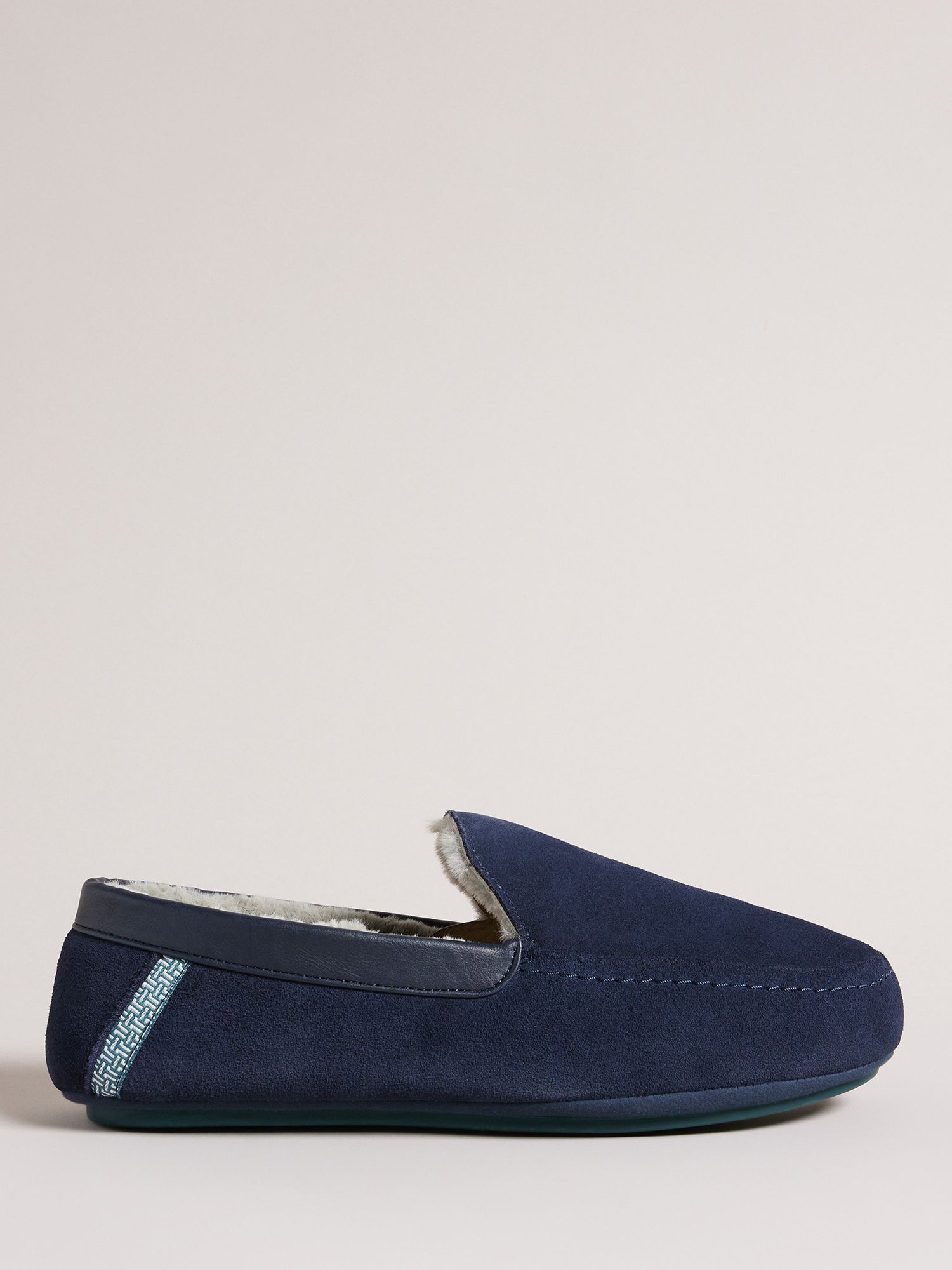 Ted Baker Vallant Suede Moccasin Slippers, Navy at John Lewis & Partners