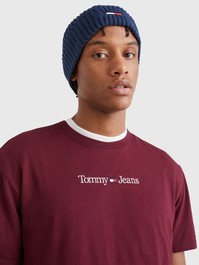 Tommy Jeans Classic Linear Logo T-Shirt, Deep Rouge, XS