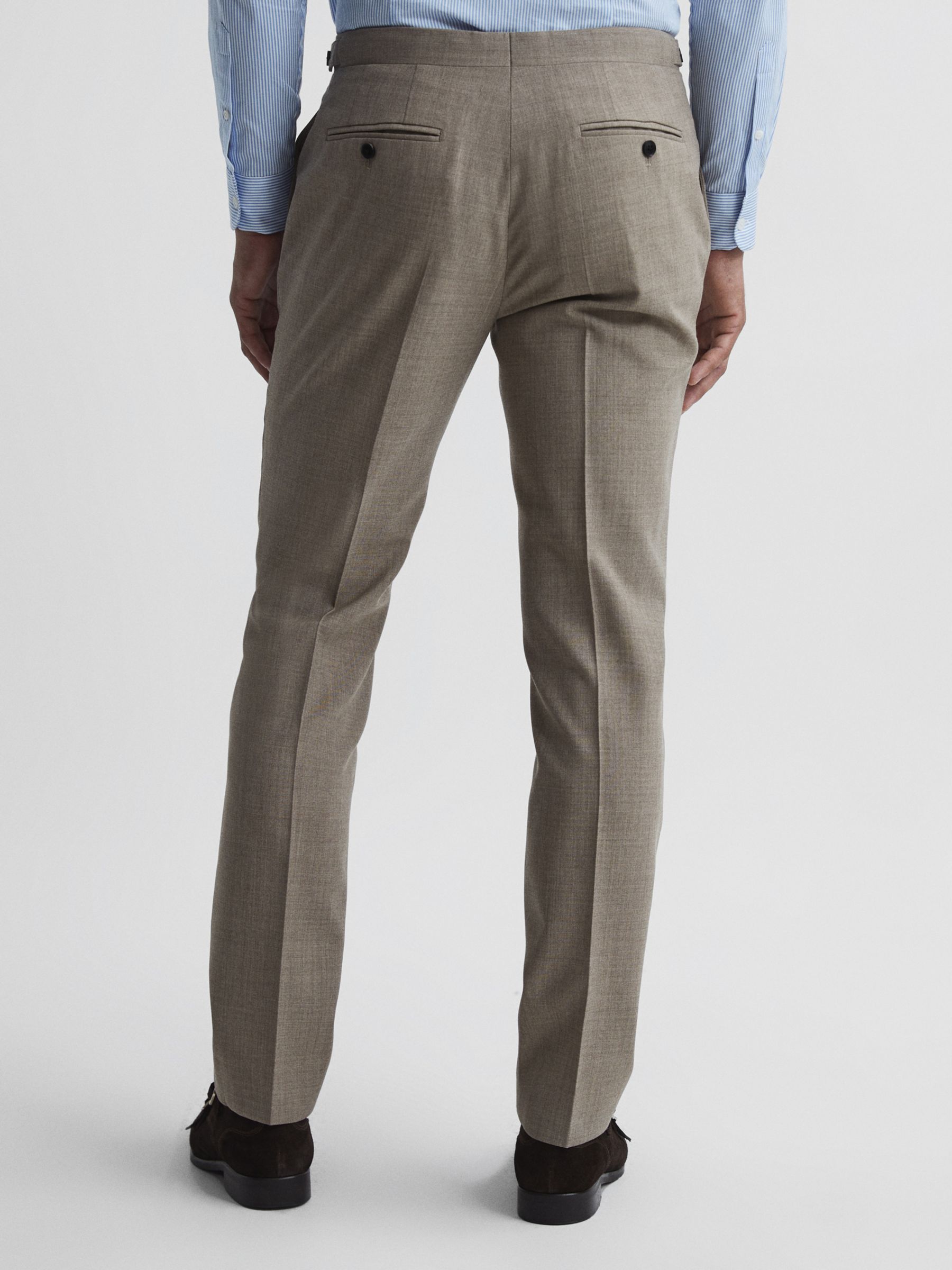 Reiss Rope Wool Suit Trousers, Light Brown at John Lewis & Partners