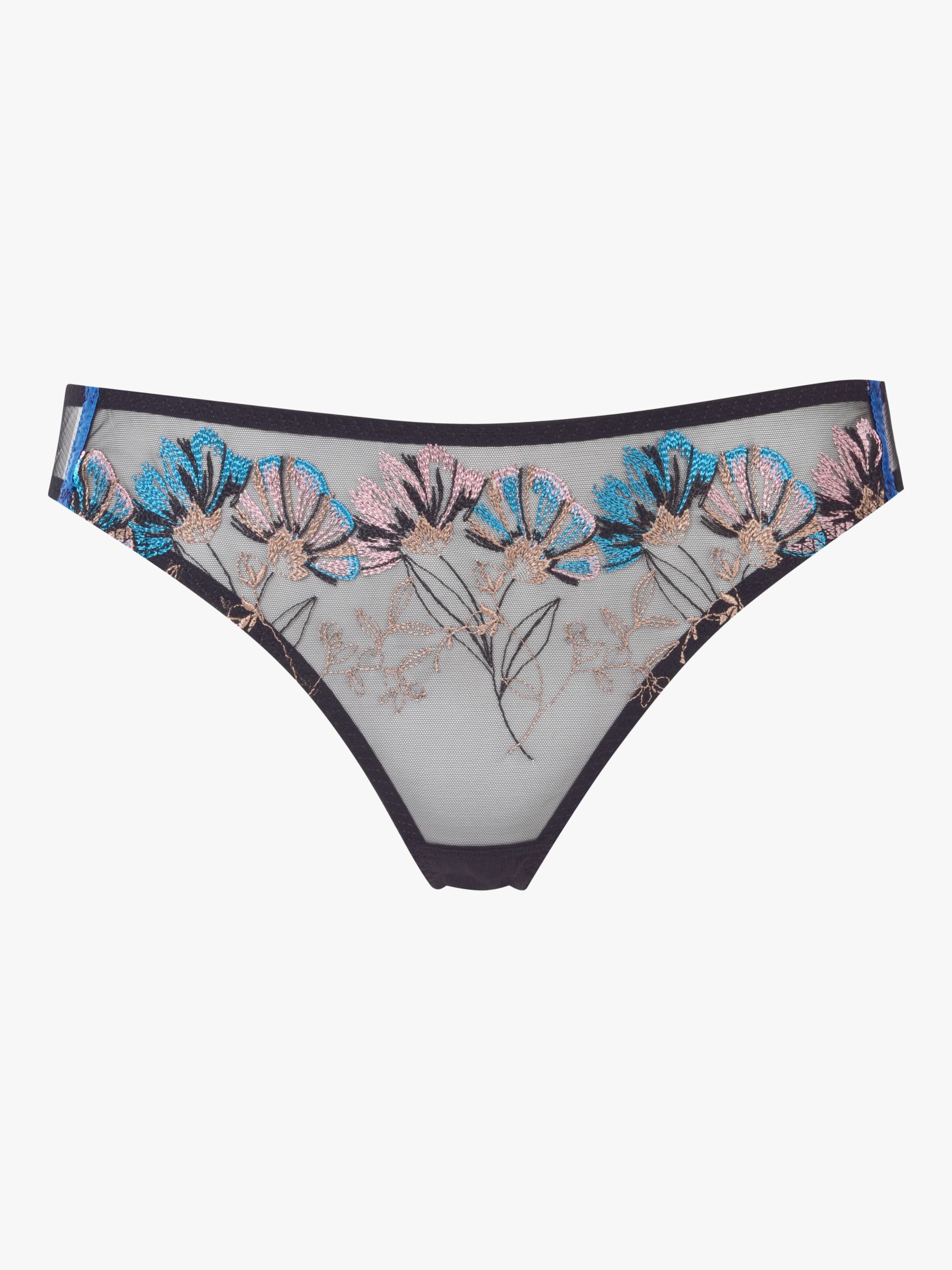 Myla Rose Chalcot Square Bikini Knickers, Black/Blue at John Lewis ...