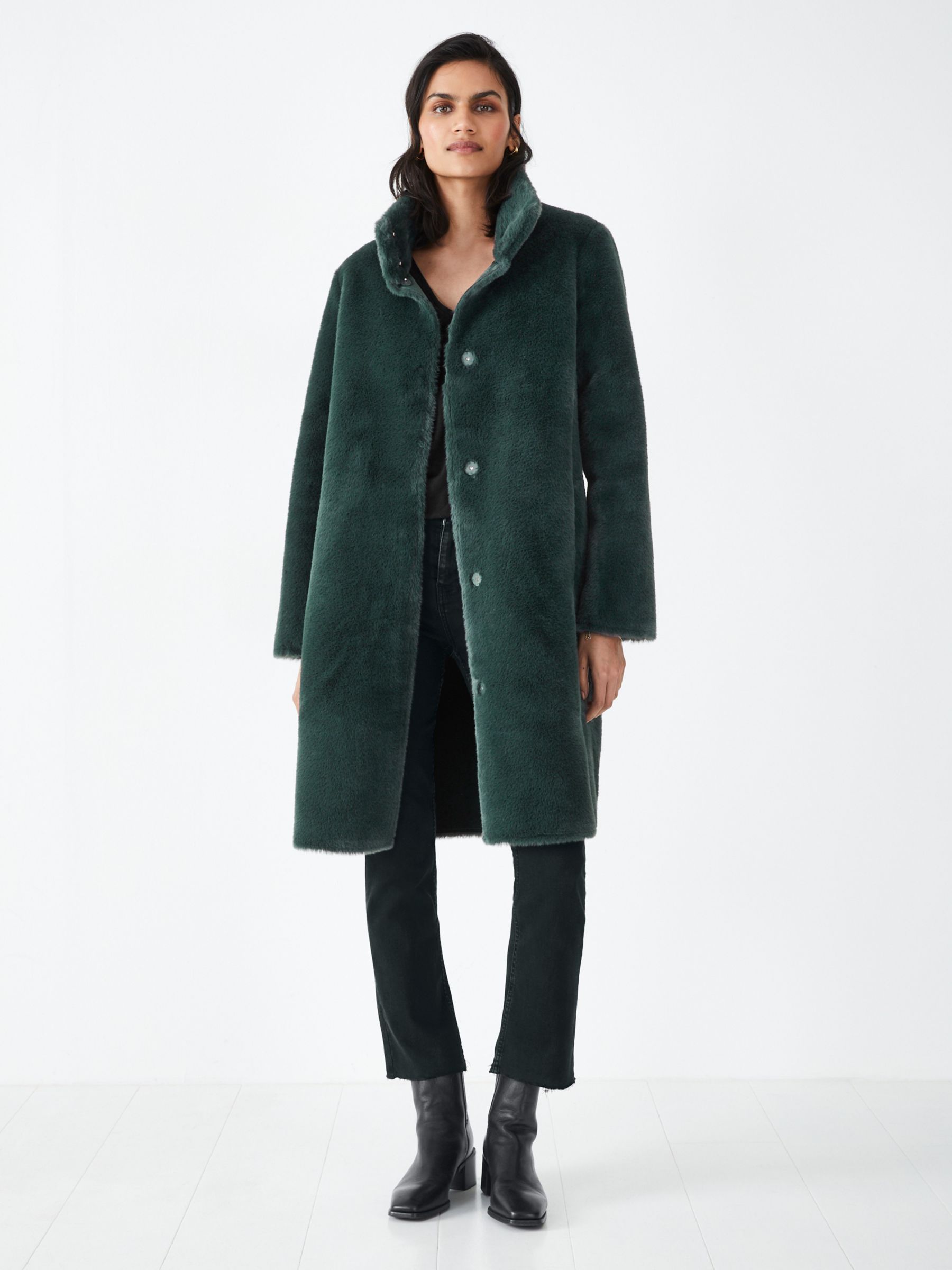 hush Ella Faux Fur Coat, Evergreen at John Lewis & Partners