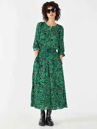 HUSH Madelyn Animal Print Midi Dress, Green