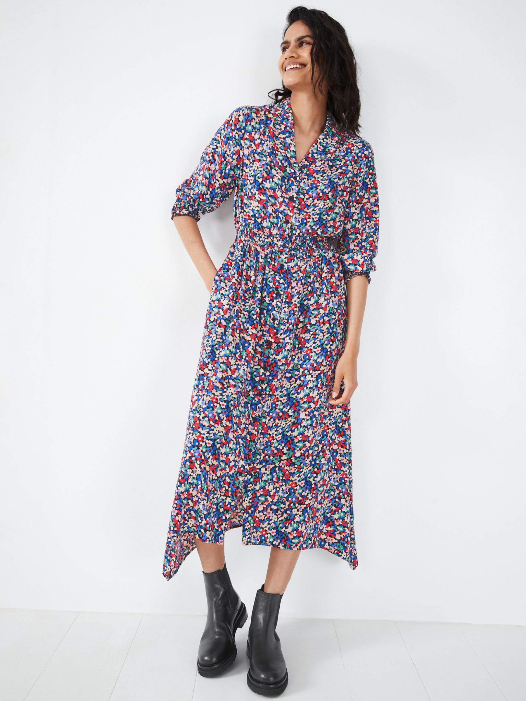 Buy HUSH Lyla Midi Shirt Dress, Pastel Ditsy Multi Online at johnlewis.com