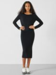 HUSH Tanya Knitted Midi Dress, Black
