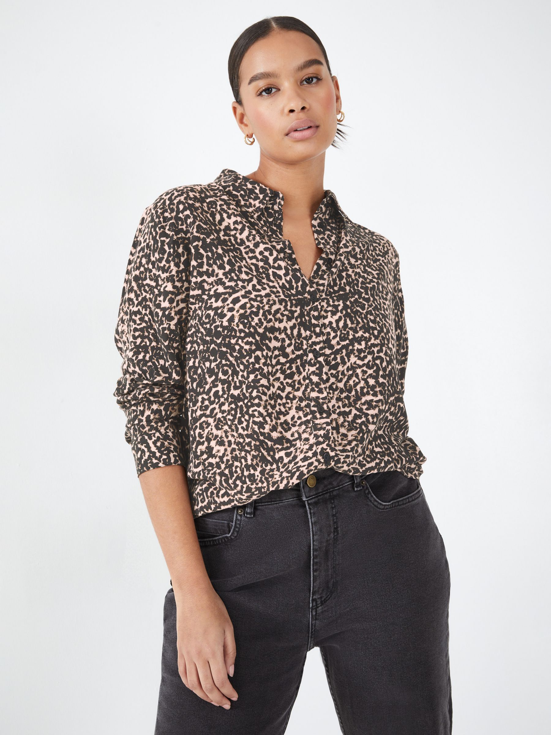hush Rene Leopard Print Shirt, Brown, 6