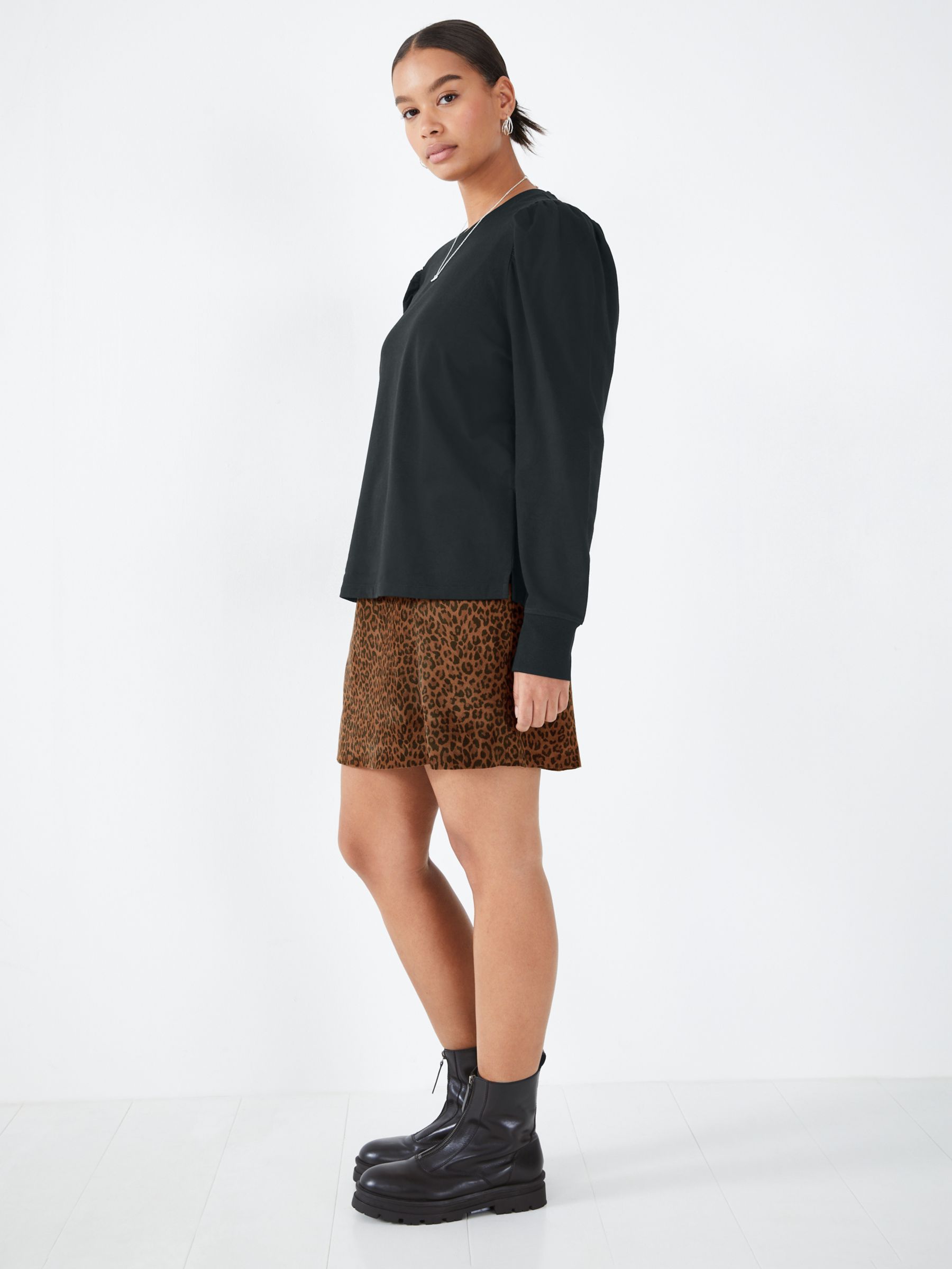 Buy HUSH Elekta Leather Animal Print Mini Skirt, Brown Online at johnlewis.com