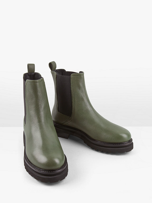 hush Haydon Leather Chelsea Boots, Khaki, 3