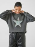 hush Iridescent Star Sweatshirt, Washed Black