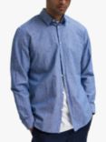SELECTED HOMME Cotton Linen Blend Shirt, Medium Blue Denim