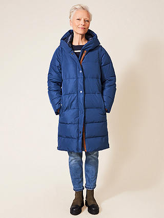 White Stuff Dania Multiway Quilted Coat, Blue