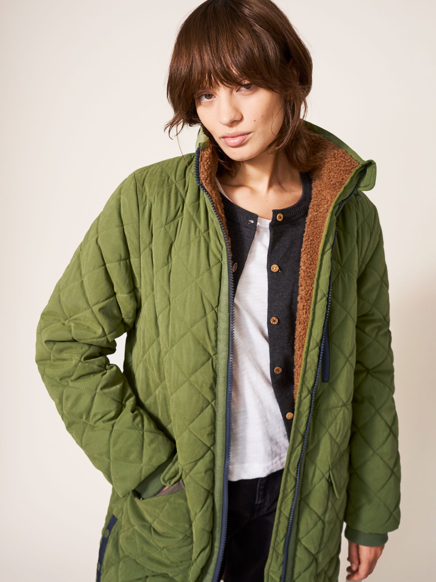 White Stuff Luckie Quilted Jacket, Mid Green at John Lewis & Partners