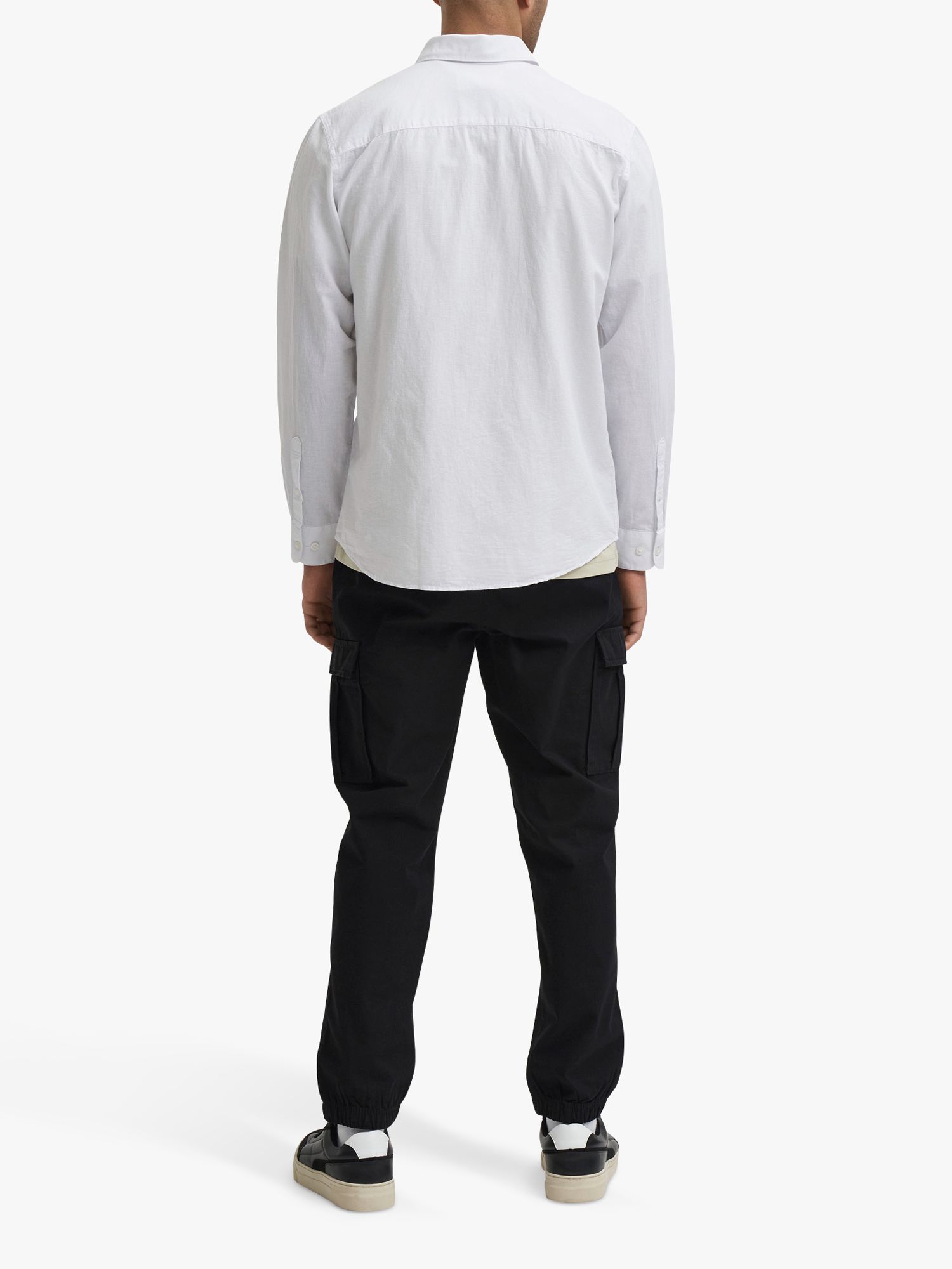 SELECTED HOMME Cotton Linen Blend Shirt, White, L