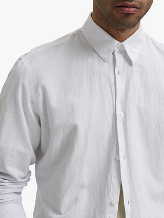 SELECTED HOMME Cotton Linen Blend Shirt, White