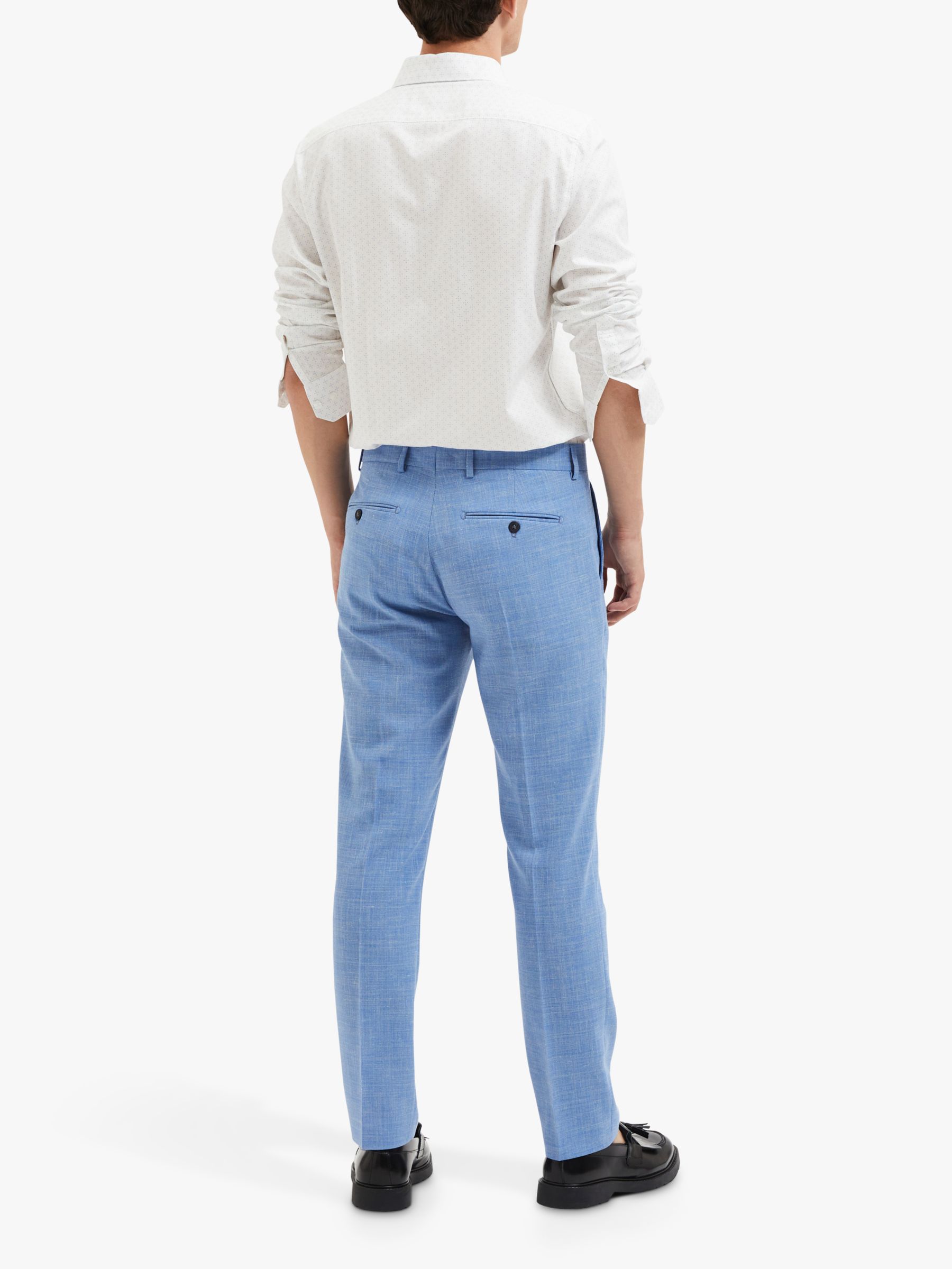 SELECTED HOMME Slim Fit Linen Blend Trousers, Light Blue, 30R