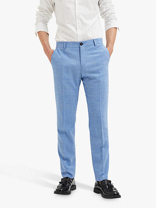 SELECTED HOMME Slim Fit Linen Blend Trousers, Light Blue