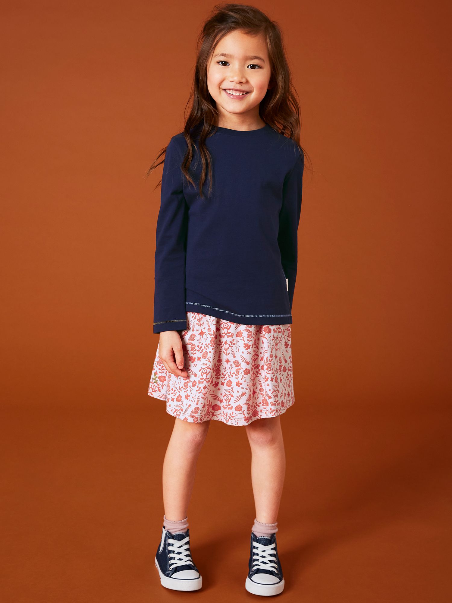 White Stuff Kids' Floral Printed Jersey Skirt, Pink at John Lewis & Partners