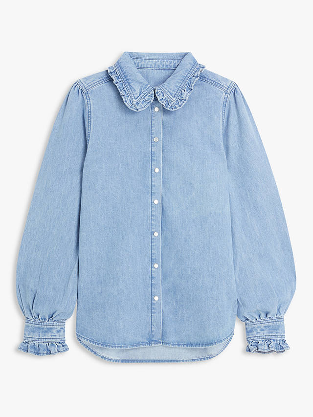 AND/OR Doris Ruffle Denim Shirt, Blue