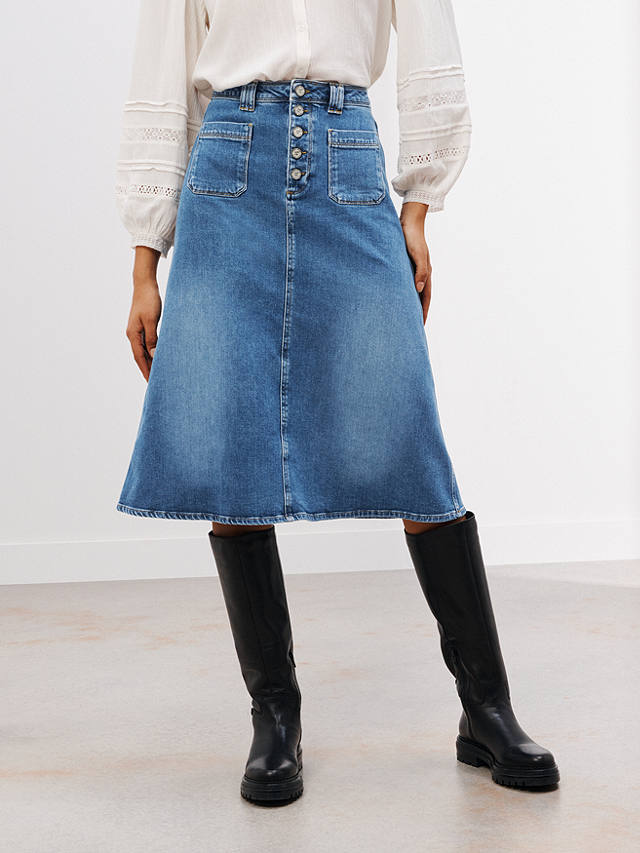 AND/OR A-Line Denim Skirt, Blue