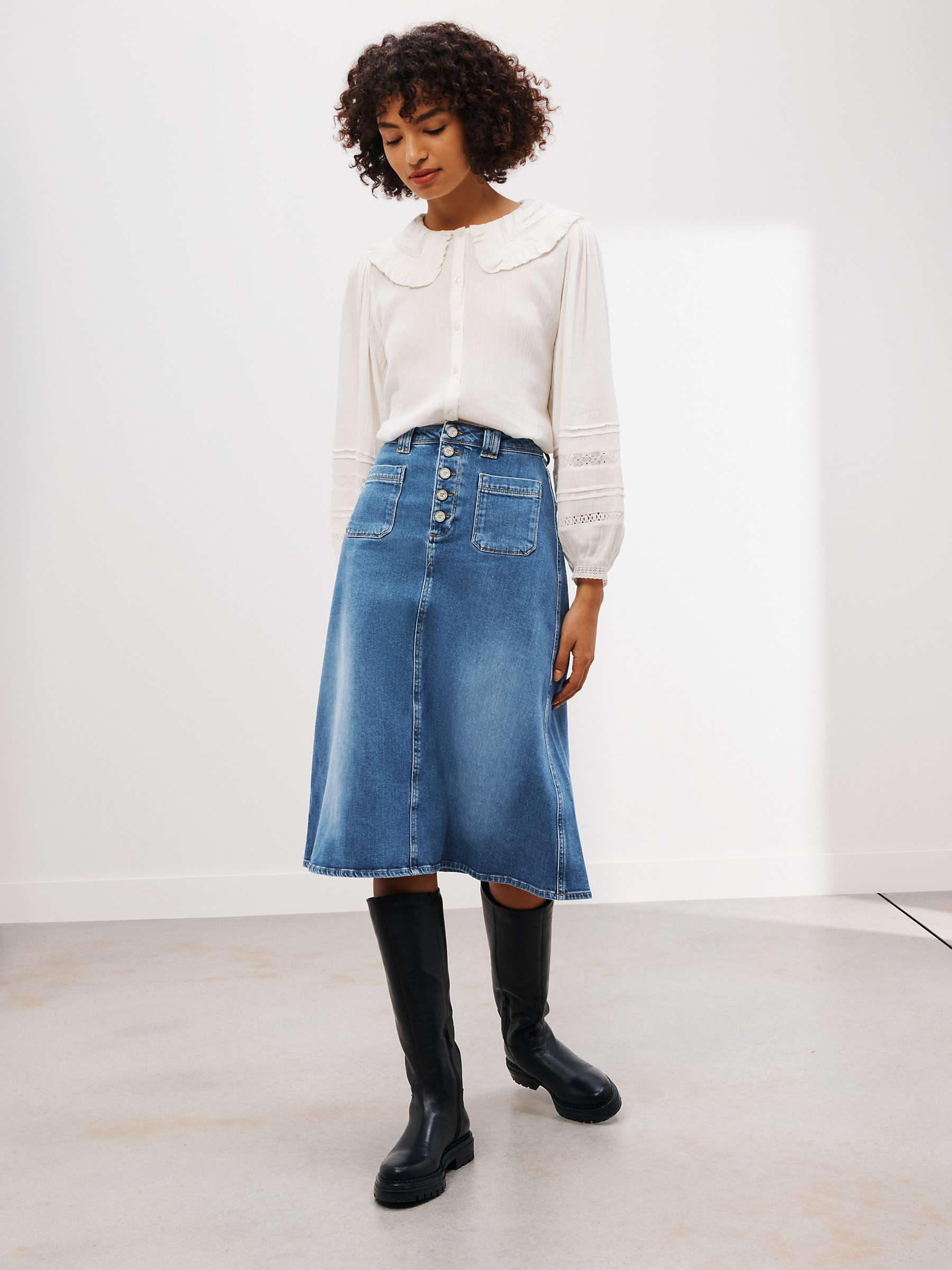 Buy AND/OR A-Line Denim Skirt, Blue Online at johnlewis.com