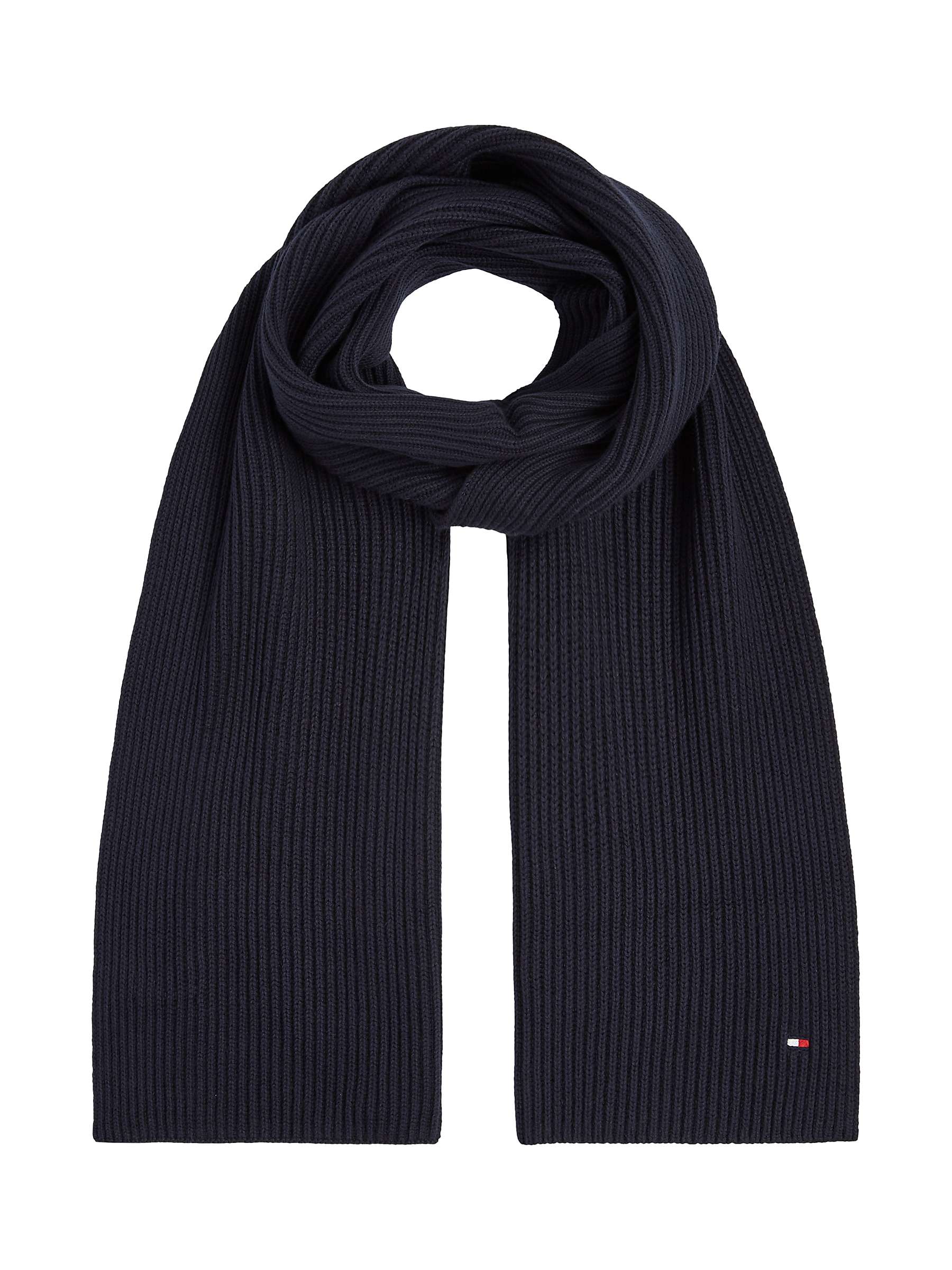 Buy Tommy Hilfiger Essential Flag Knitted Cashmere and Organic Cotton Blend Scarf Online at johnlewis.com