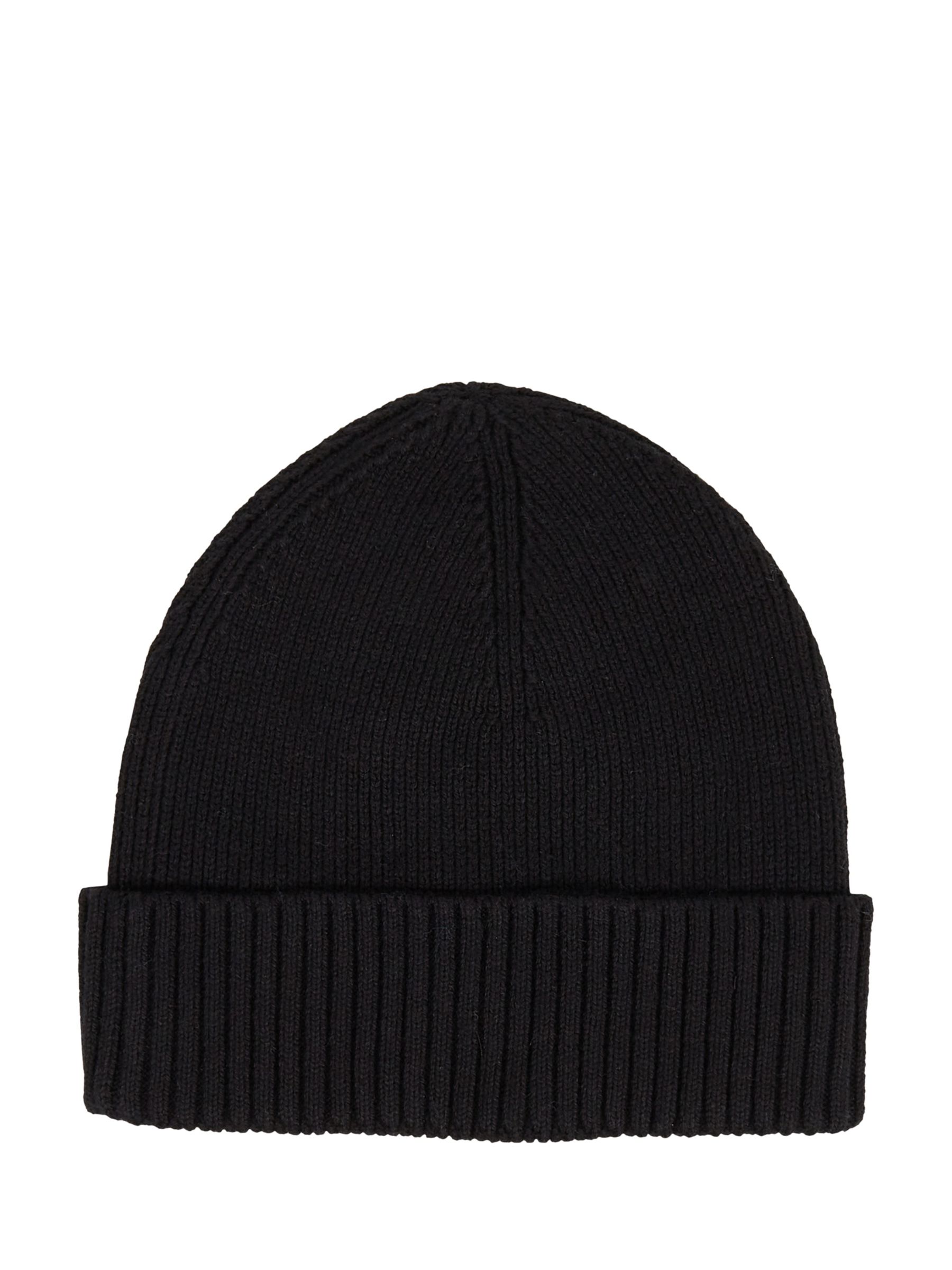 Tommy Hilfiger Essential Flag Cotton & Cashmere Knit Beanie Hat, Black, One Size