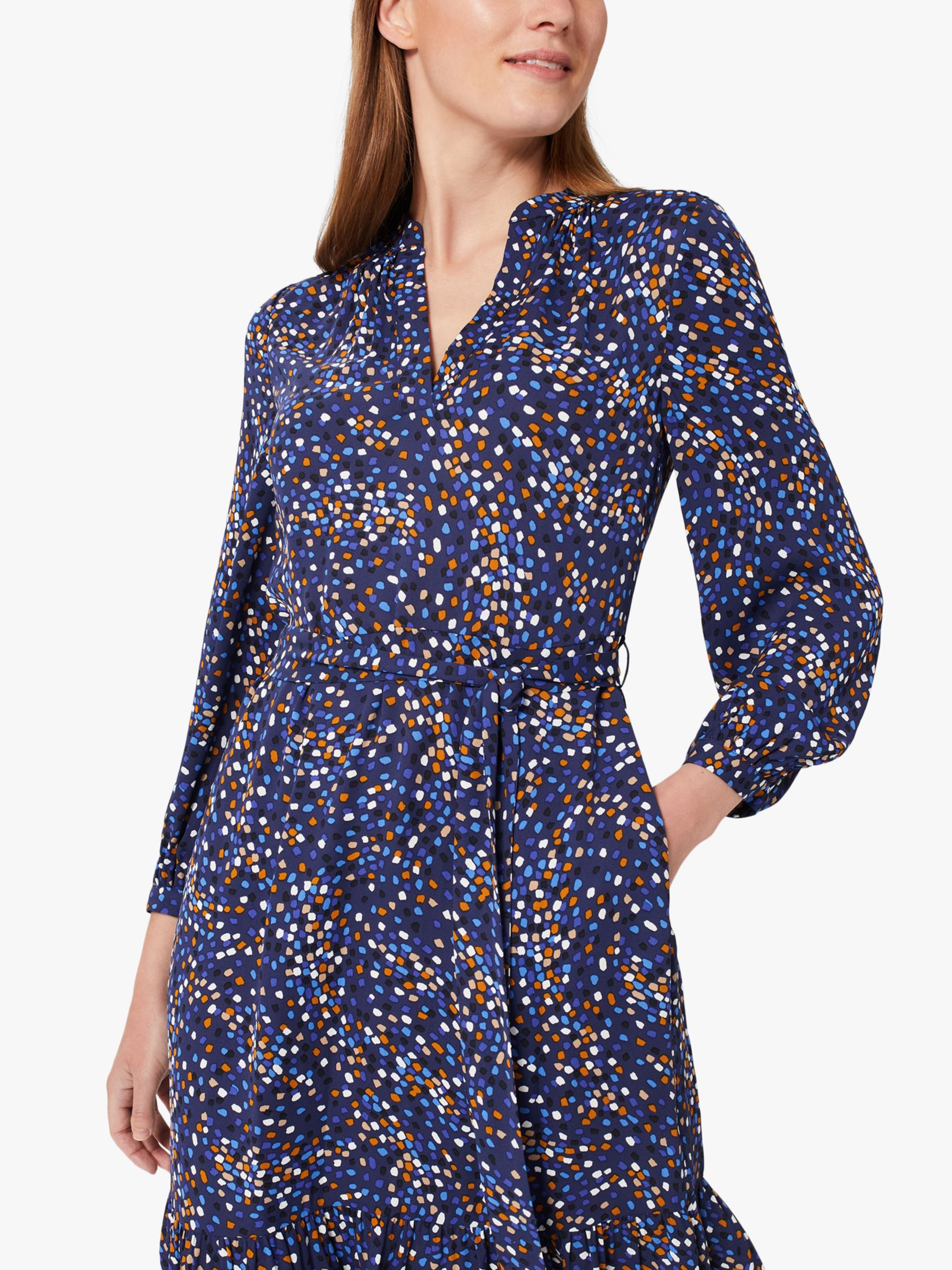 Hobbs Mallory Dress, Blue/Multi at John Lewis & Partners