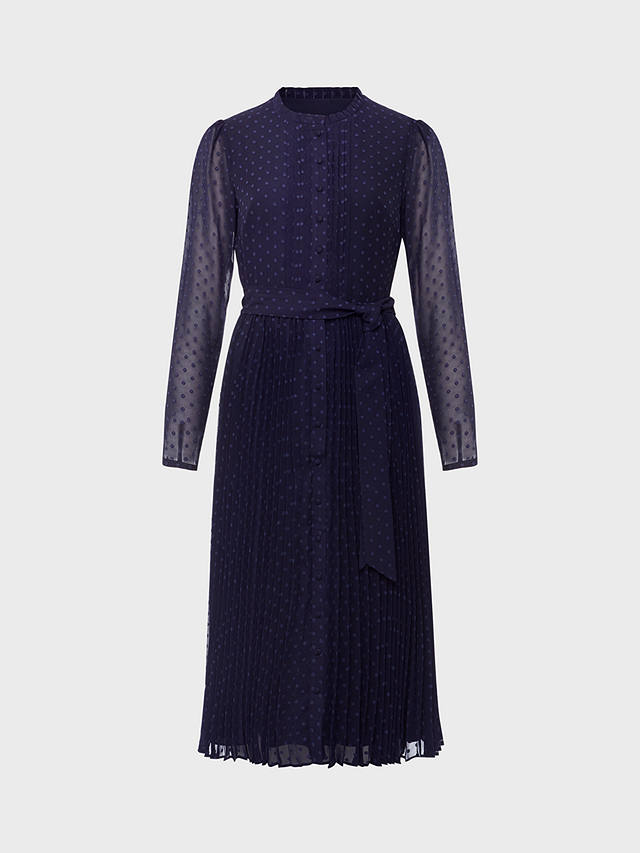 Hobbs Alara Spot Print Dress, Navy Blue