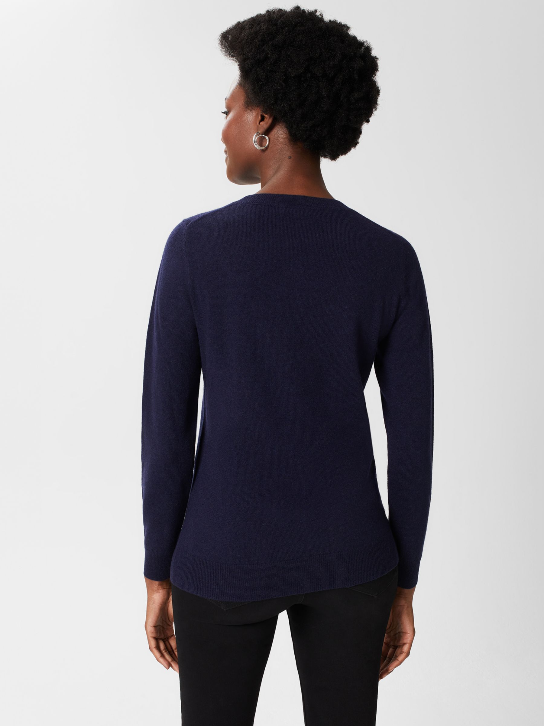 Hobbs Samira Star Print Cashmere Blend Jumper, Navy/Red at John Lewis ...