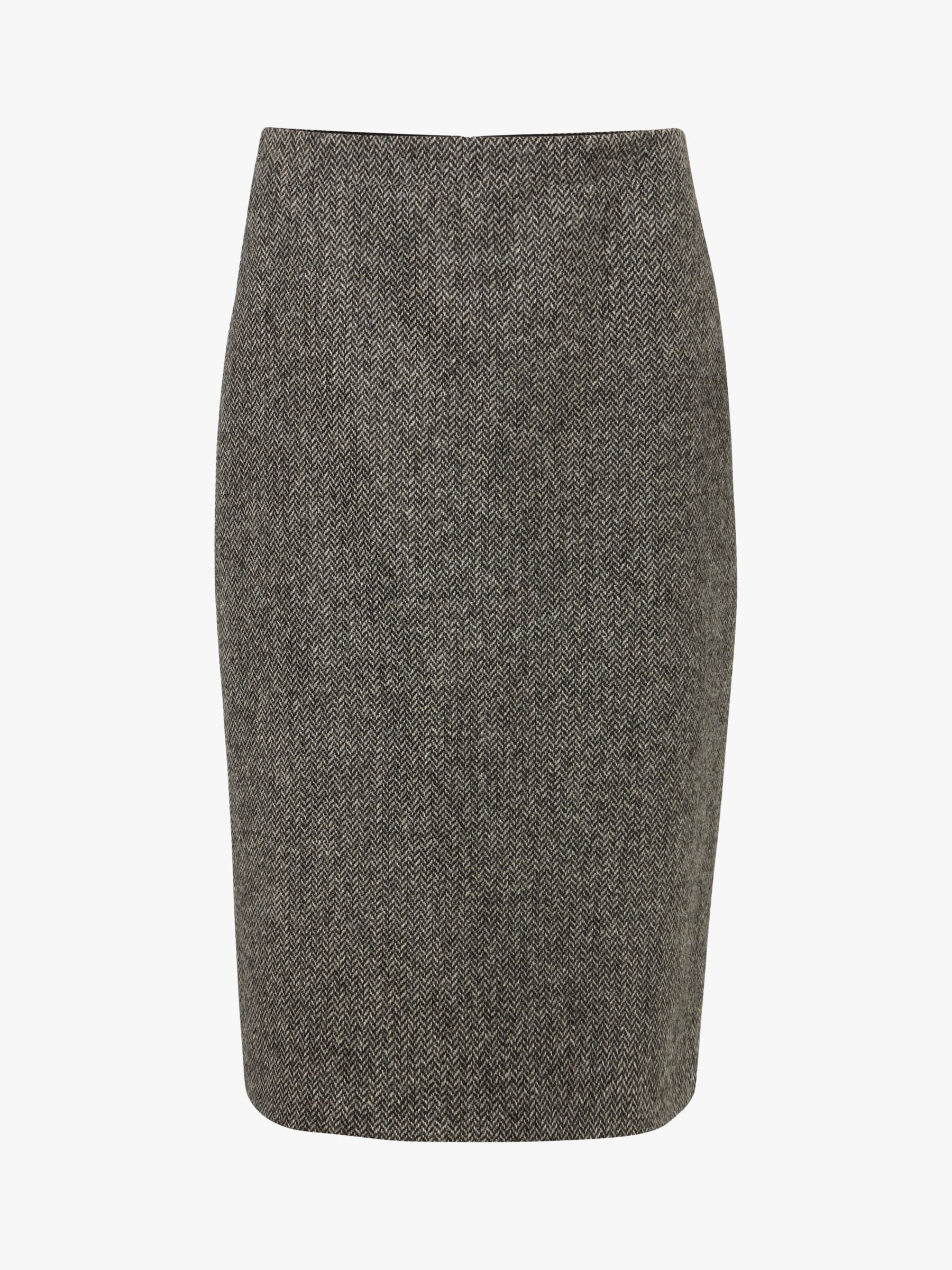 Hobbs Daniella Wool Tweed Skirt, Black/White, 6