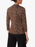 Hobbs Aimee Print Top, Brown/Multi Leopard