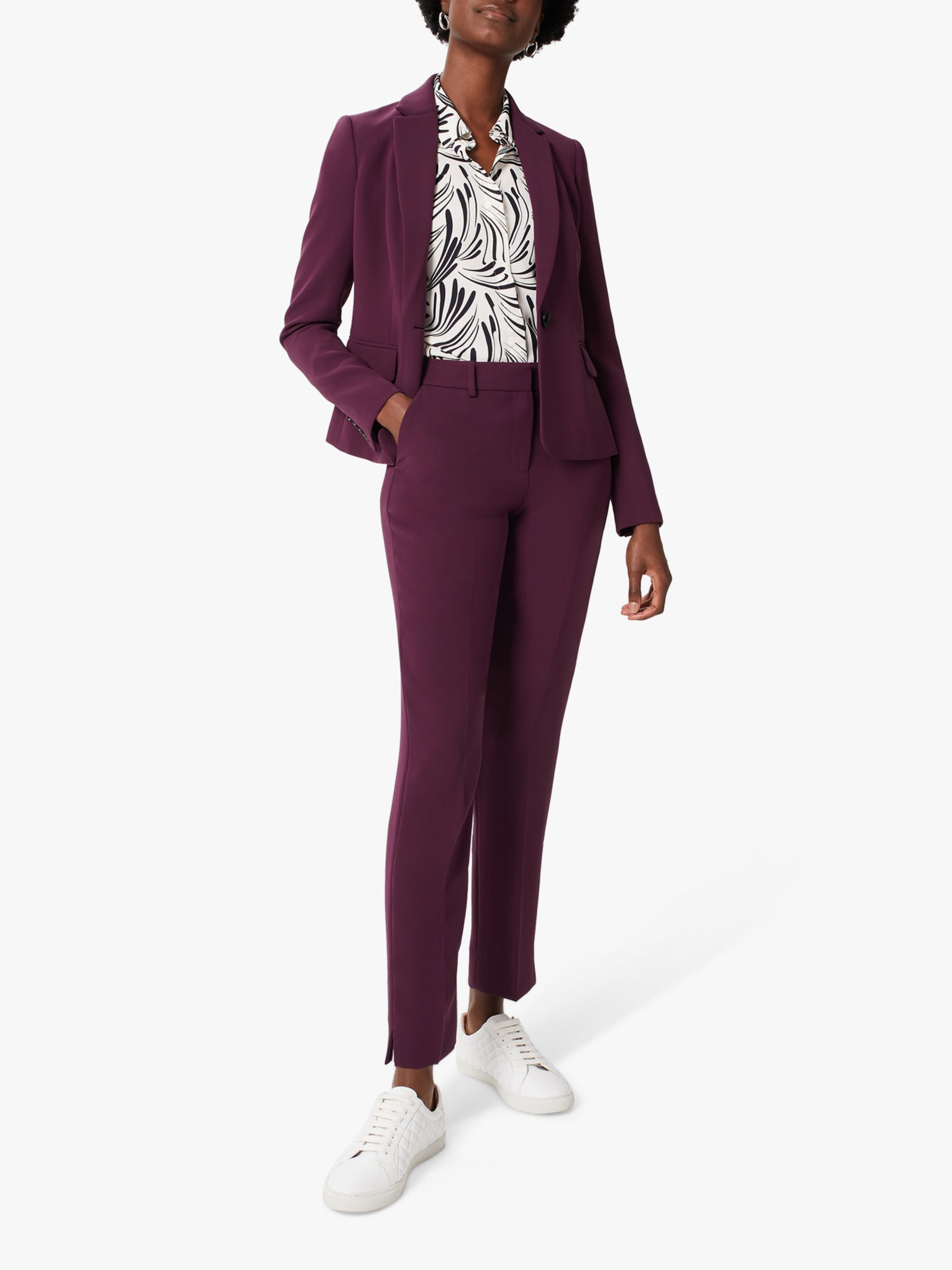 Hobbs Adelia Tapered Leg Trousers, Deep Plum, 6