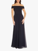 Adrianna Papell Scallop Bead Spaghetti Strap Maxi Dress Navy at